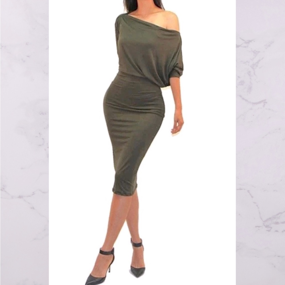 Jersey Knit-Bodycon-Off-the-Shoulder Dress